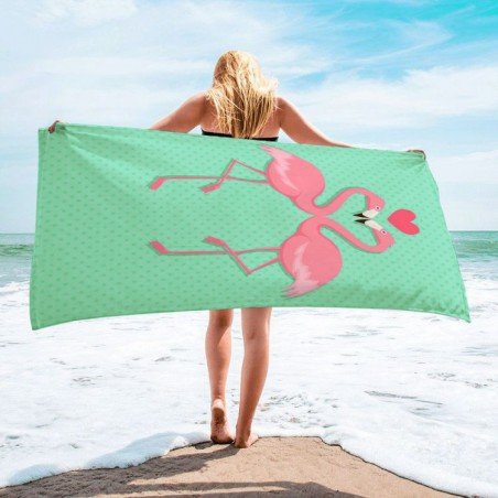 Ręcznik plażowy prostokątny mały 150x70 LOVE FLAMINGS REC45WZ6
