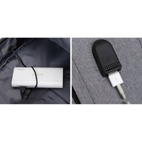 Plecak sportowy USB szaro - granatowy PL150WZ3