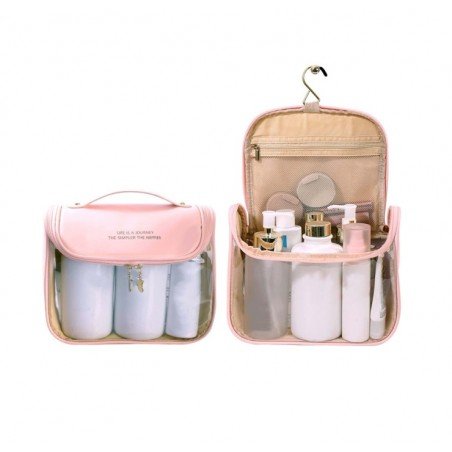 Folding cosmetic bag elegant trunk powder pink KS85