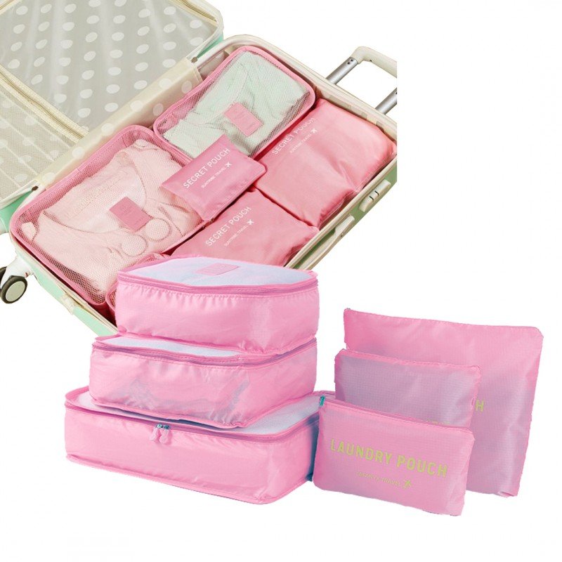 SET OF 6 ORGANIZER PACKS FOR A SUITCASE - PINK KS20R