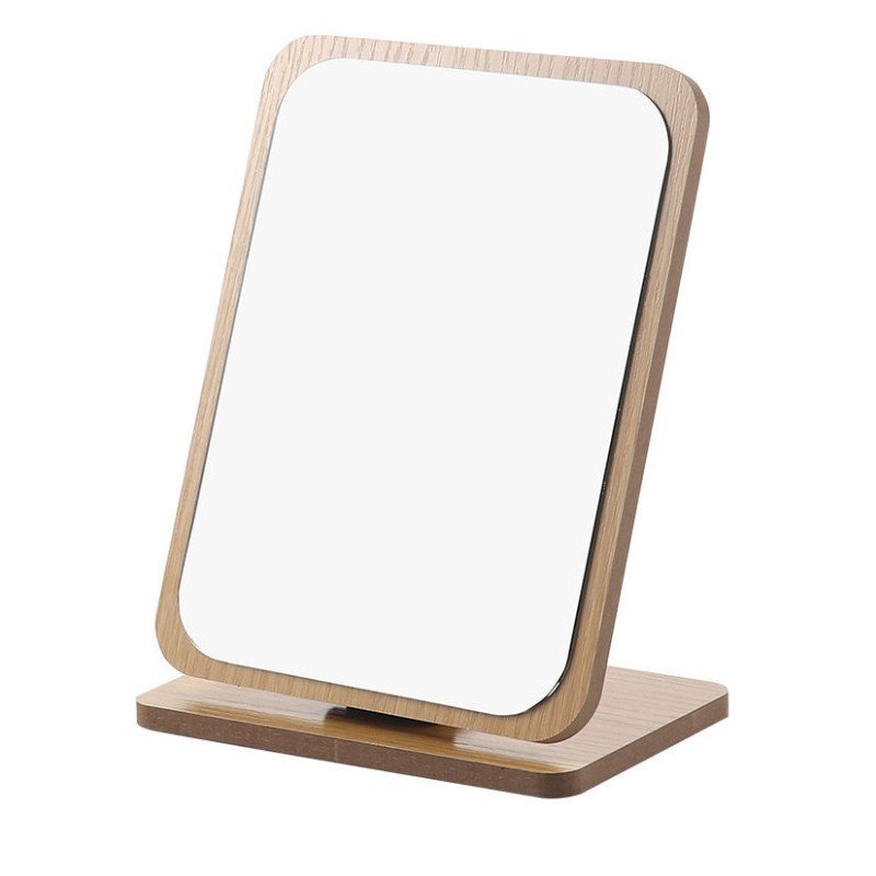 Standing wooden rectangular cosmetic mirror L8BR