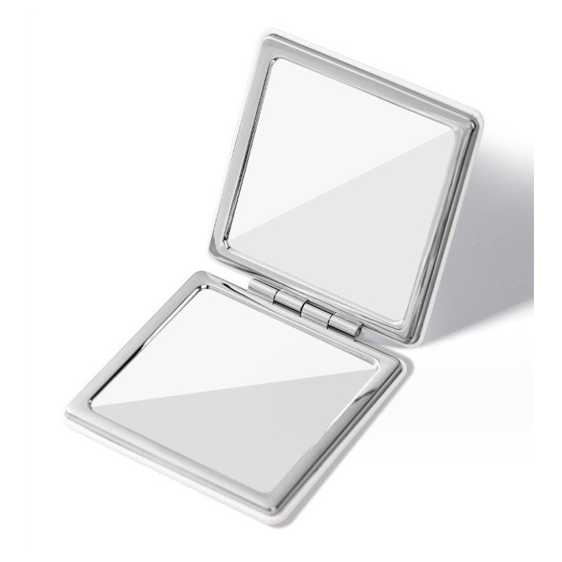 Lusterko kosmetyczne Białe eleganckie metalowe otwierane do torebki L12