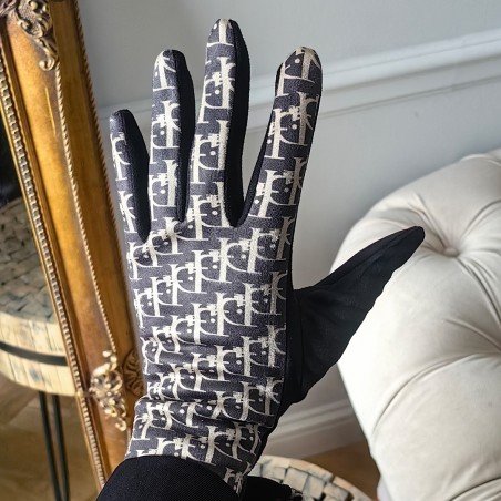 Damskie rękawiczki elegancki nadruk Elegant ciepłe z polarkiem w środku REK143WZ2