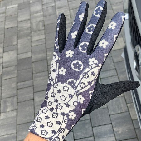 Damskie rękawiczki elegancki nadruk Elegant ciepłe z polarkiem w środku REK144WZ1