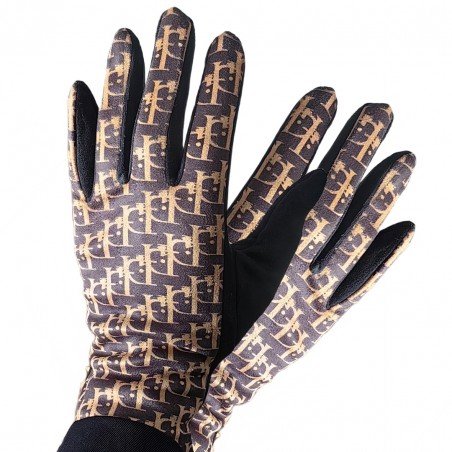 Damskie rękawiczki elegancki nadruk Elegant ciepłe z polarkiem w środku REK143WZ1