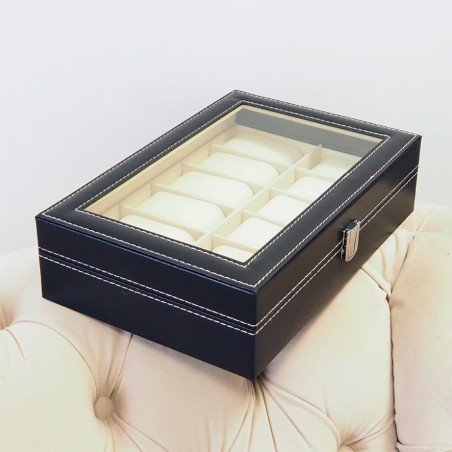 Szkatułka pudełko na 12 zegarków kremowe wnętrze PD34