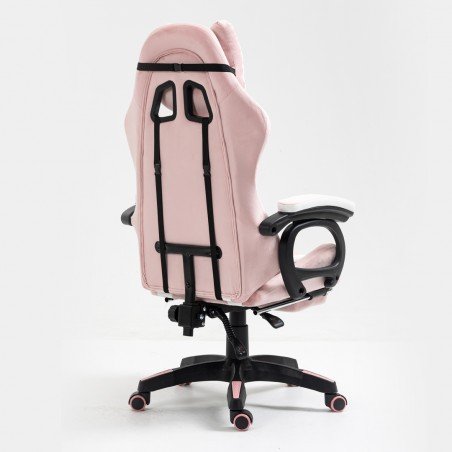 Fotel gamingowy obrotowy "STUDENT" z podnóżkiem i poduszką masującą, różowy KO23R