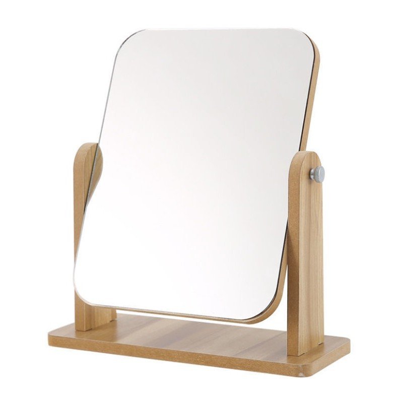 Standing wooden rectangular cosmetic mirror L7BR