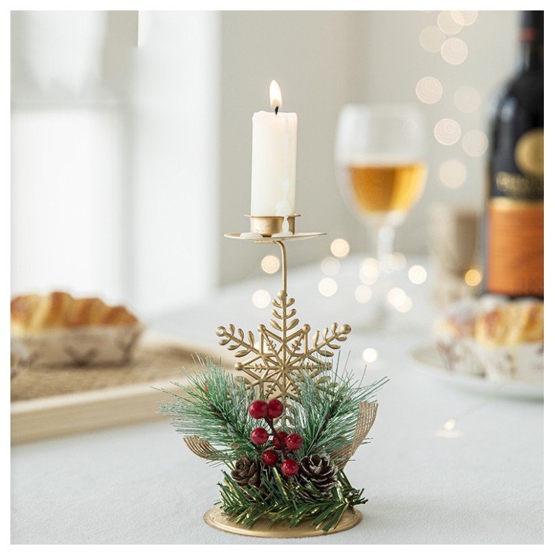 Świecznik Boże Narodzenie złoty ozdobny na stół Glamour 15 cm KSN121
