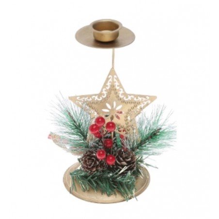 Świecznik Boże Narodzenie złoty ozdobny na stół Glamour 15 cm KSN122
